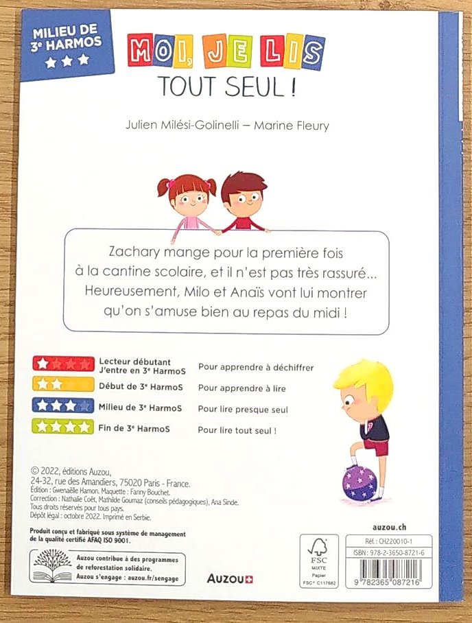 Moi je lis tout seul en milieu 3ème HarmoS: Le repas de midi Livres La family shop