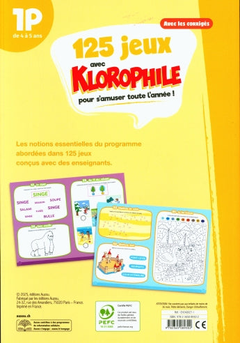 125 jeux avec Klorophile - 1P - Dès 4 ans Cahiers de jeux OLF