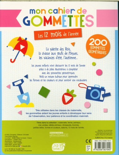 Mon cahier de gommettes - Les 12 mois de l'année Cahiers de jeux OLF