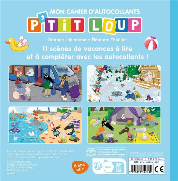 Mon cahier d'autocollants P'tit Loup : vive les vacances Cahiers de jeux OLF