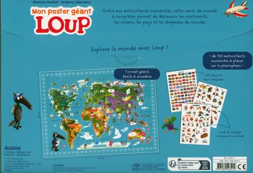 Mon poster géant Loup : La carte du monde (150 autocollants ) Jeux & loisirs créatifs OLF