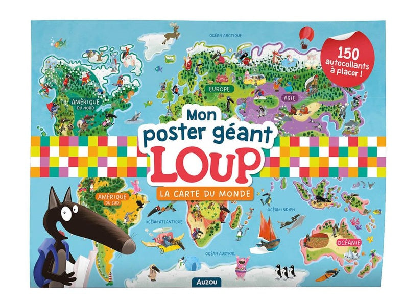 Mon poster géant Loup : La carte du monde (150 autocollants ) Jeux & loisirs créatifs OLF