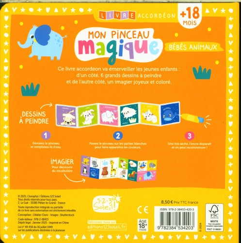 Livre Accordéon - Mon Pinceau Magique - Bébés Animaux Livres OLF