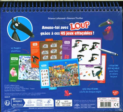Mes jeux effacables - Loup Cahiers de jeux OLF