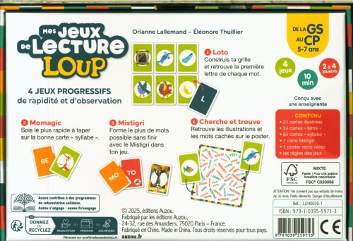 Mes jeux de lecture Loup : 2P-3P, 5-7 ans Cahiers de jeux OLF