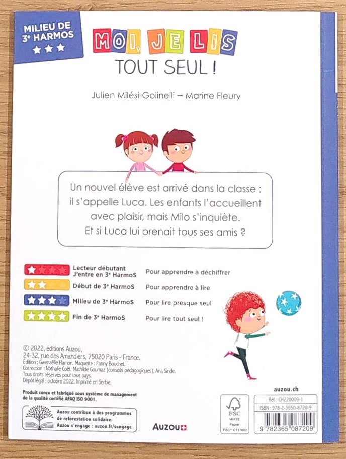 Moi je lis tout seul en milieu 3ème HarmoS: Le nouvel élève Livres La family shop