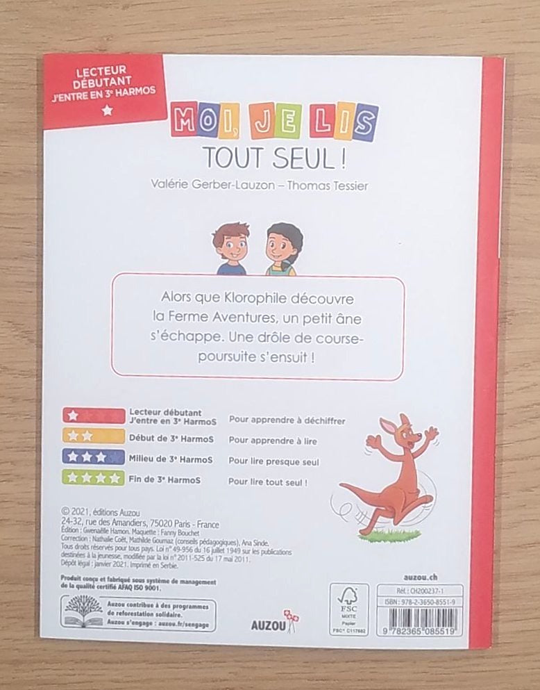 Moi je lis tout seul en fin 2ème - Klorophile N1 : A la ferme Aventures Livres La family shop