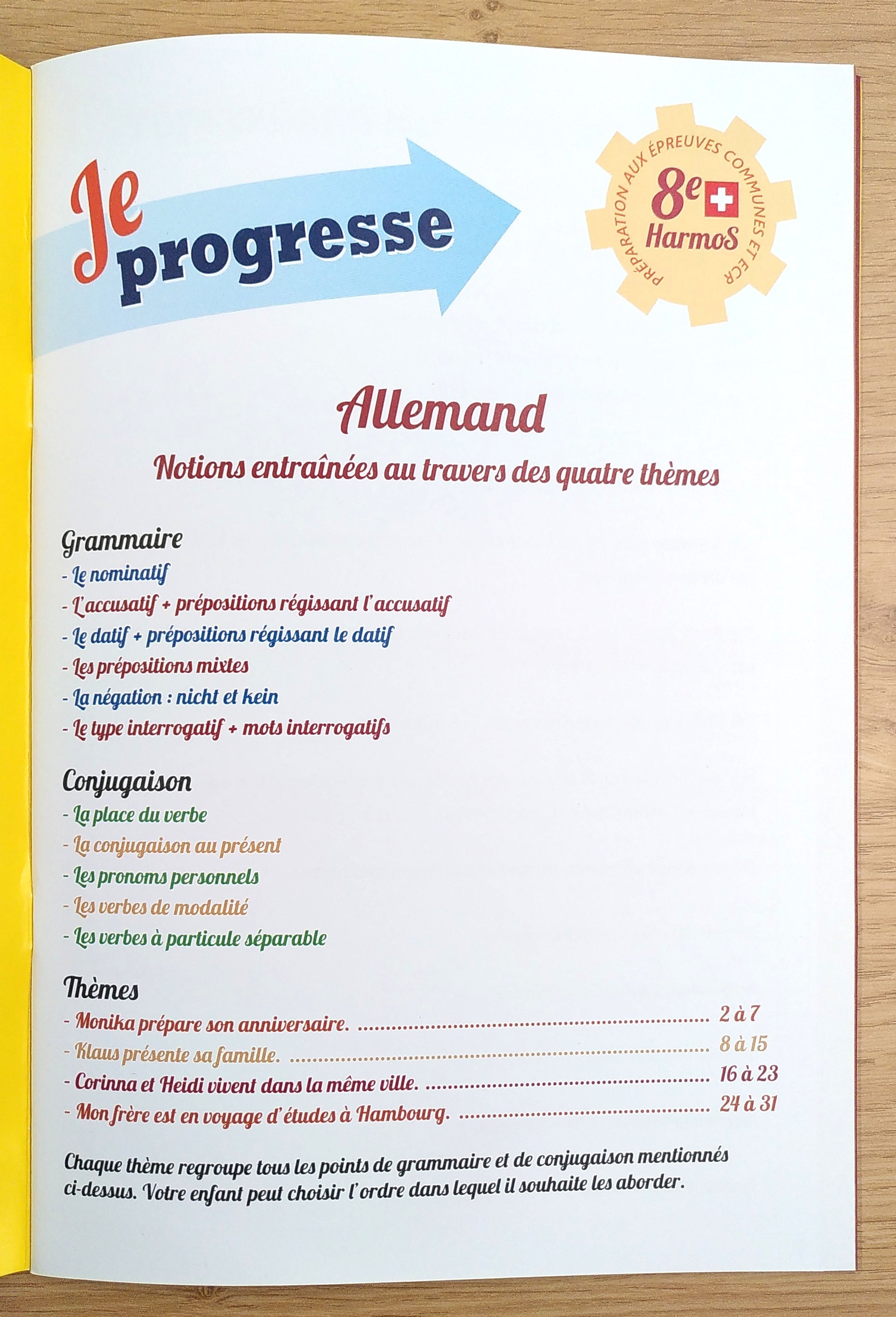 8ème HarmoS - Je progresse en allemand Appuis scolaires La family shop
