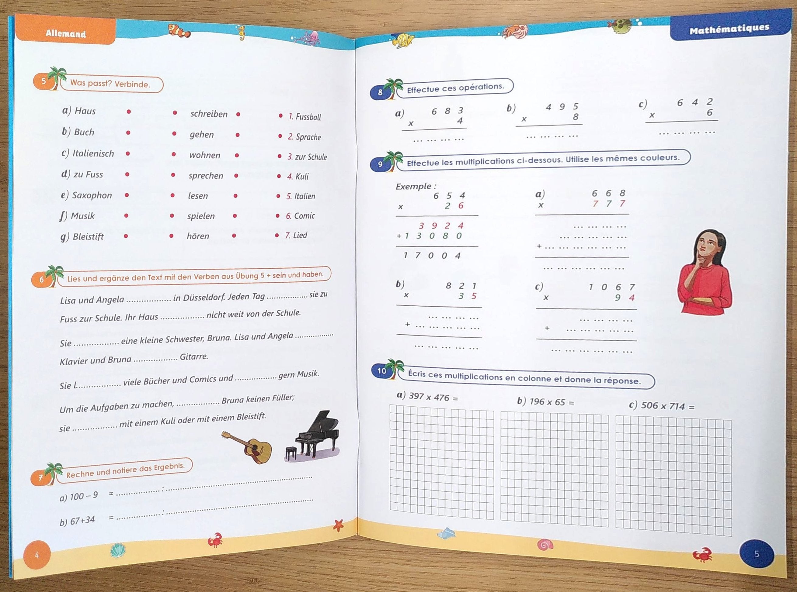 7ème HarmoS vers la 8ème - Cahier de vacances - Maths, français, allemand et anglais Cahiers de vacances OLF