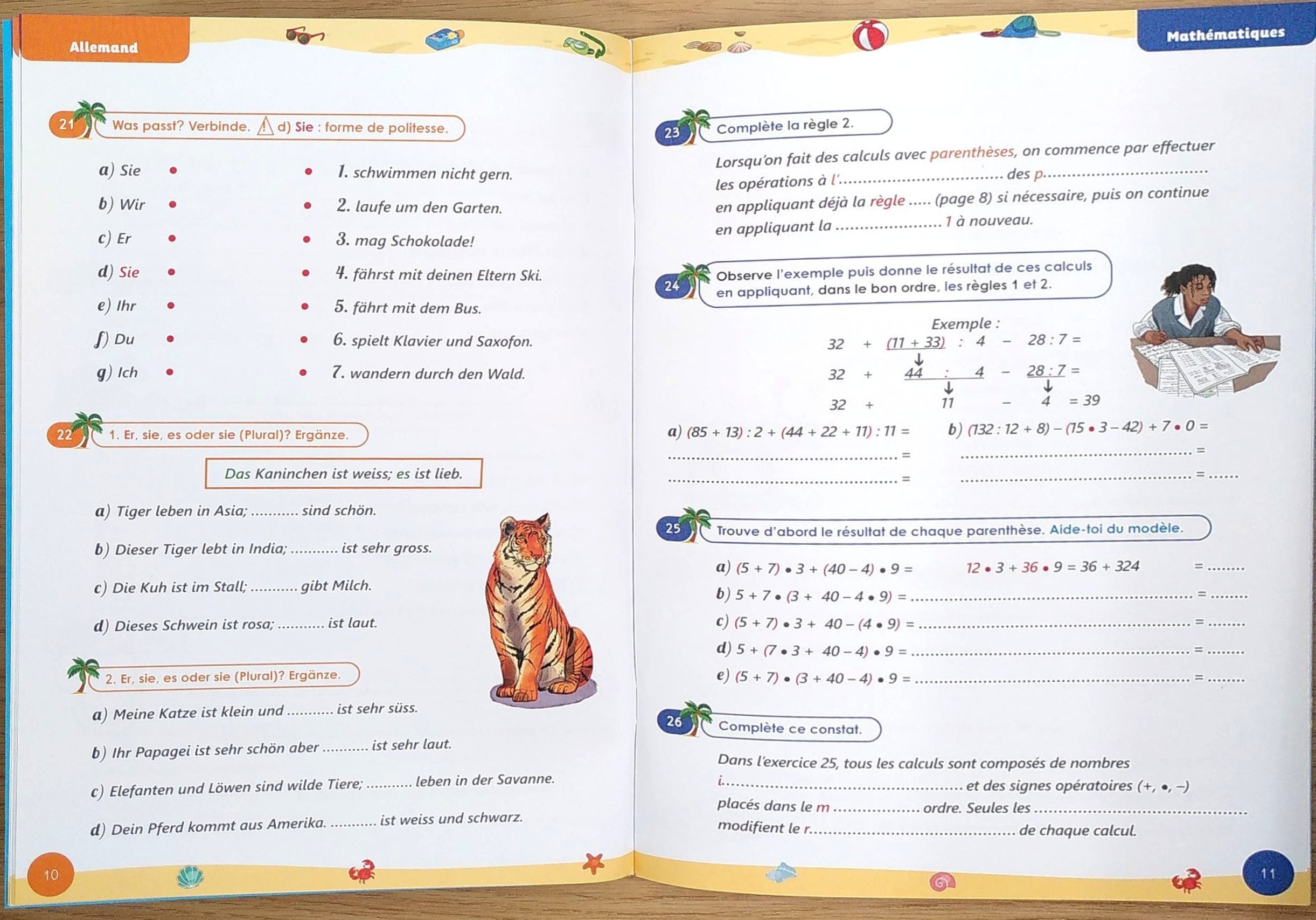 7ème HarmoS vers la 8ème - Cahier de vacances - Maths, français, allemand et anglais Cahiers de vacances OLF