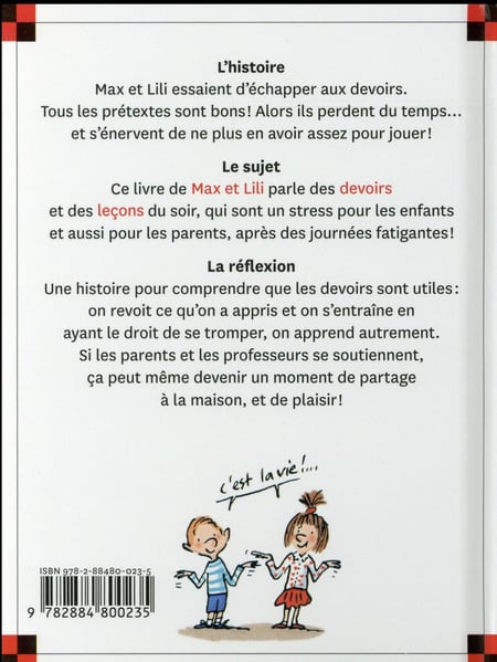 Max et Lili ne font pas leurs devoirs Livres OLF