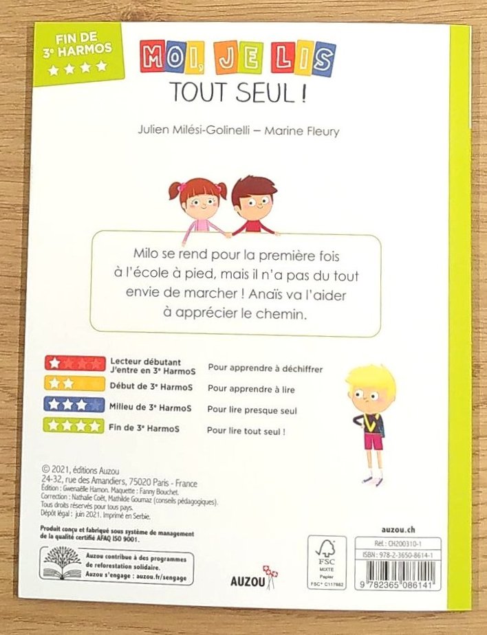 Moi je lis tout seul en fin 3ème HarmoS: Le chemin de l'école Livres La family shop
