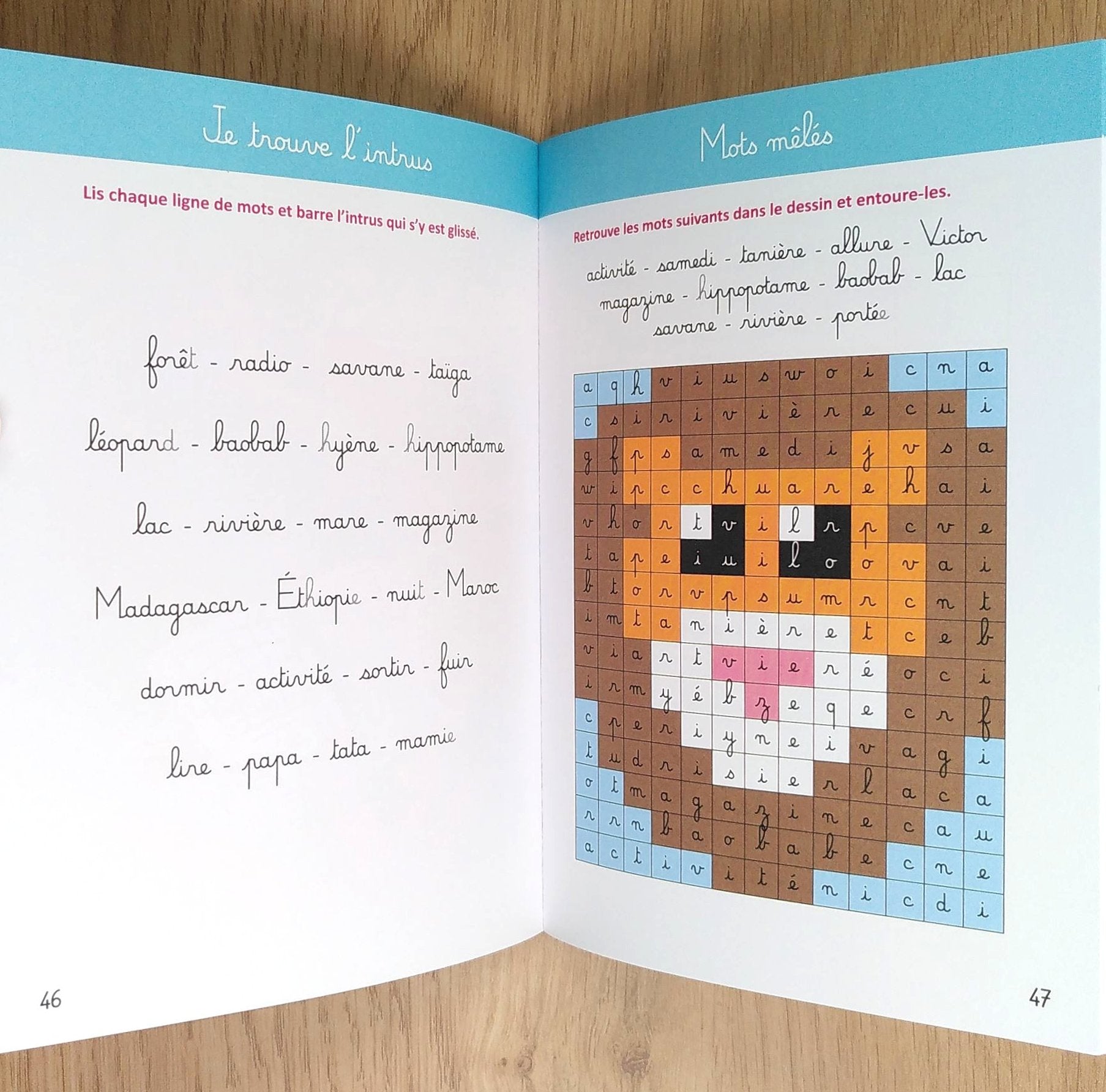 Amazonie et Savane - Je lis avec Montessori - Lettres en lié (cursive) - N1 Montessori & Steiner La family shop