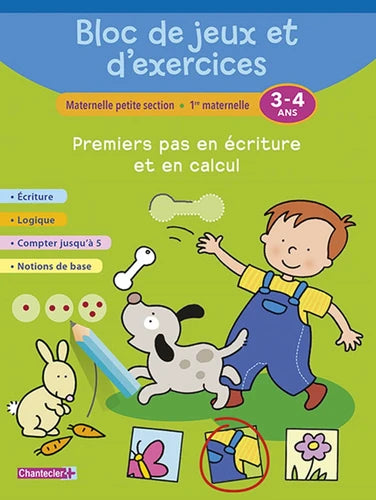 Premiers pas en écriture et en calcul - 3 et 4 ans Cahiers de jeux La family shop