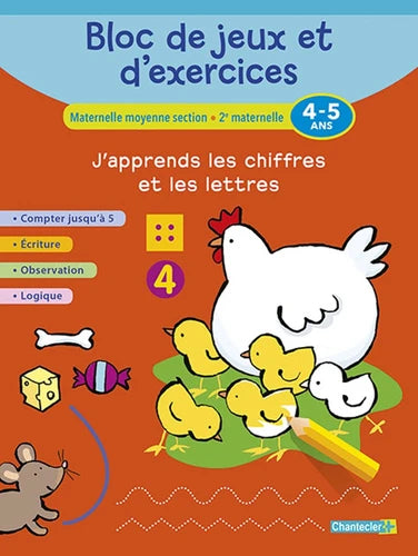 J'apprends les chiffres et les lettres (4-5 ans) Cahiers de jeux OLF