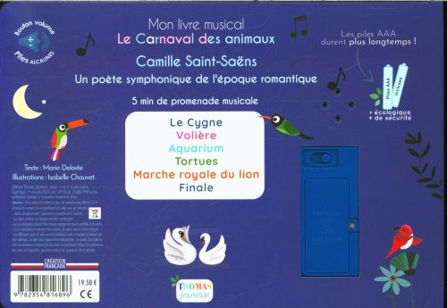 Mon livre musical - Le Carnaval des Animaux de Camille Saint-Saëns Livres La family shop