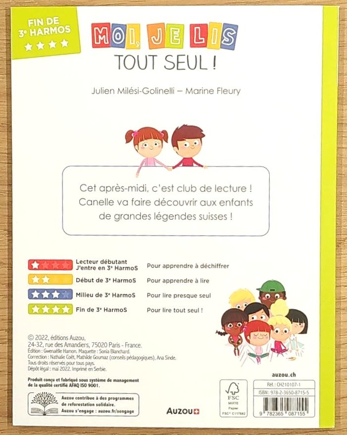 Moi je lis tout seul en fin 3ème HarmoS: les légendes de Suisse Livres La family shop