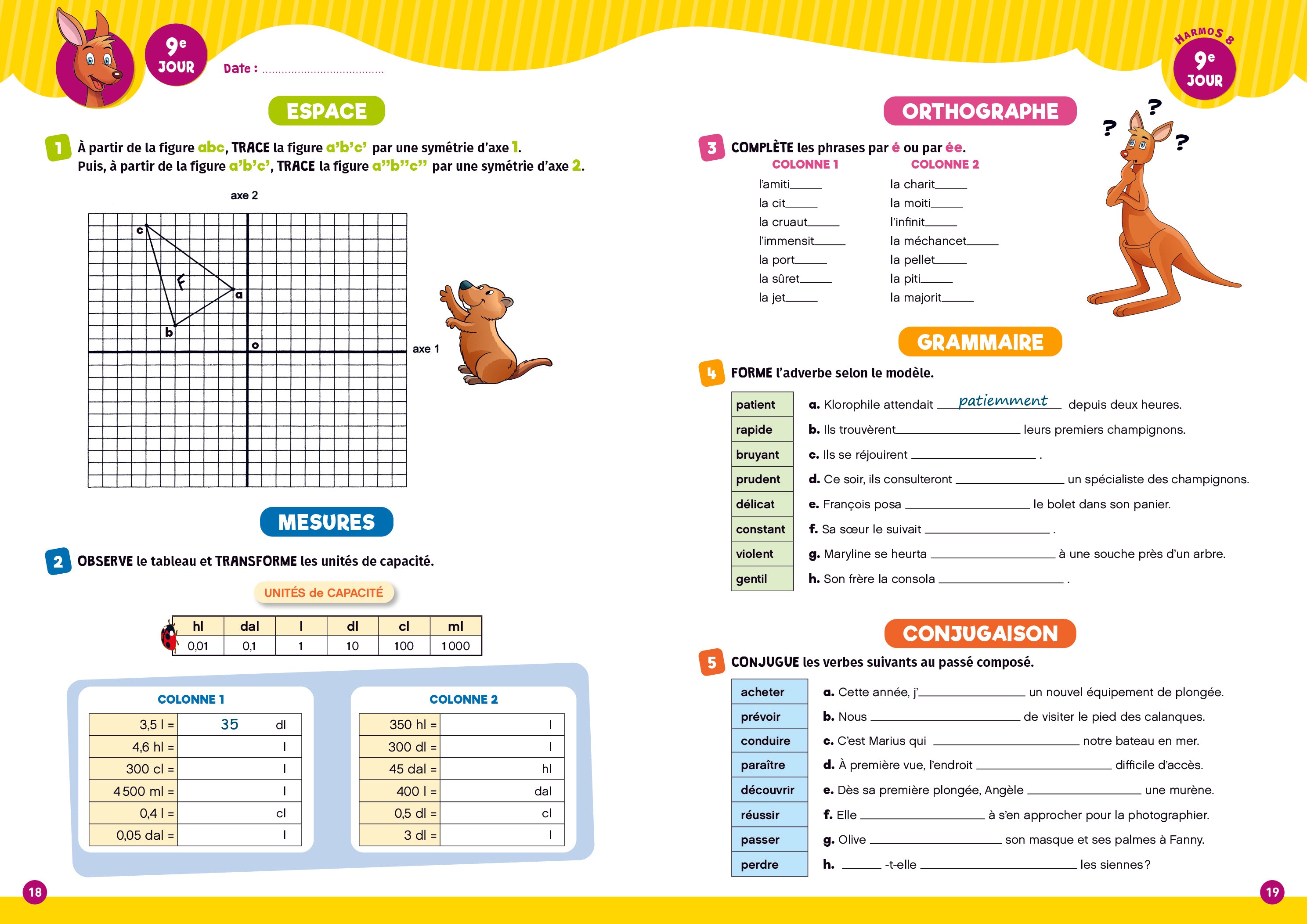 20 jours en vacances, Klorophile - Maths et Français - 8P. Cahiers de vacances OLF