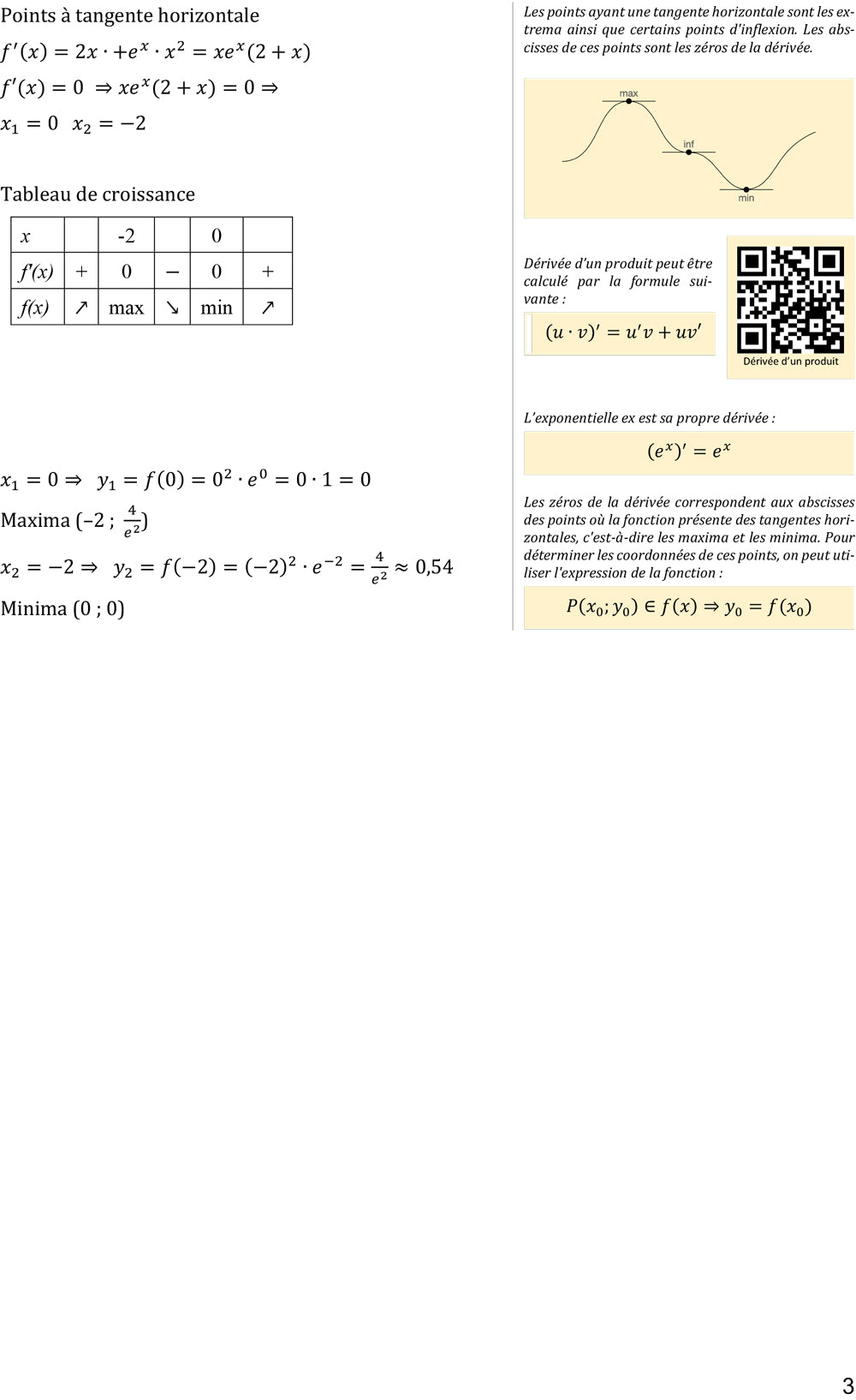 Analyse de fonctions - Préparation à la maturité Appuis scolaires swisslearn