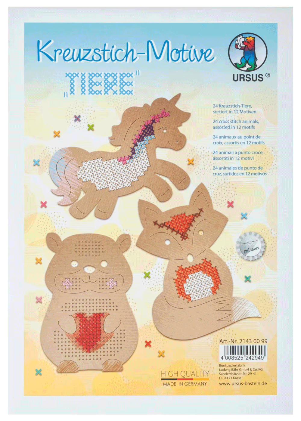 Cartes à broder animaux en carton brun - Enfant dès 4 ans
