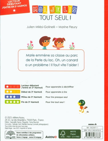 Moi je lis tout seul - Début 3ème HarmoS: le canard de la perle du lac Livres OLF