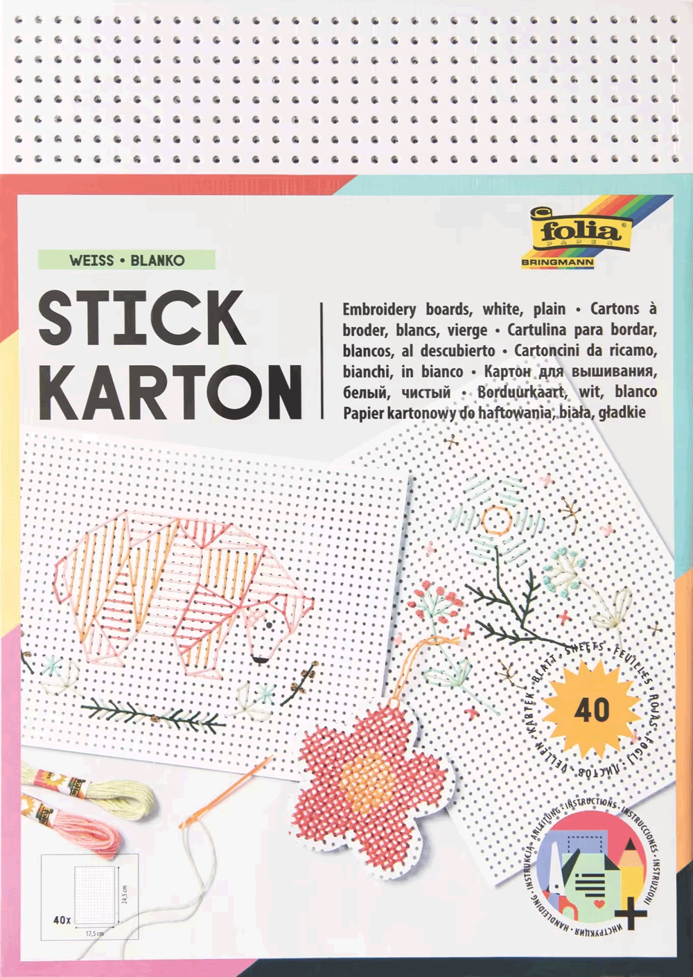Cartes à broder en carton blanc - Enfant dès 4 ans
