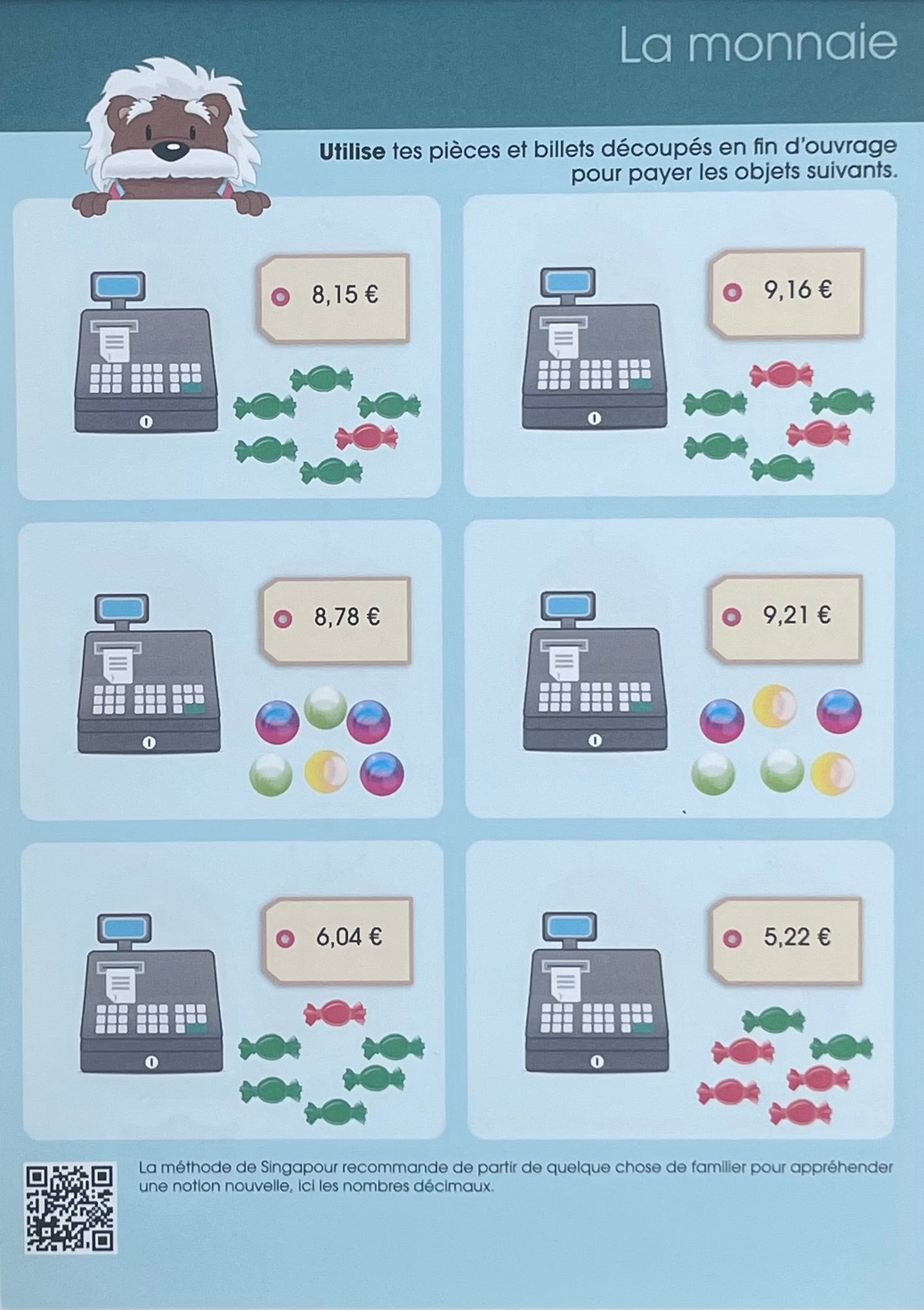 Maths. Exercices avec la pédagogie de Singapour - 6ème primaire - 9 ans Montessori & Steiner OLF