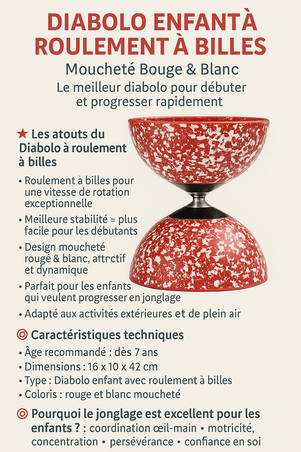 Diabolo avec roulement à billes dès 7 ans Jeux & loisirs créatifs Interplay