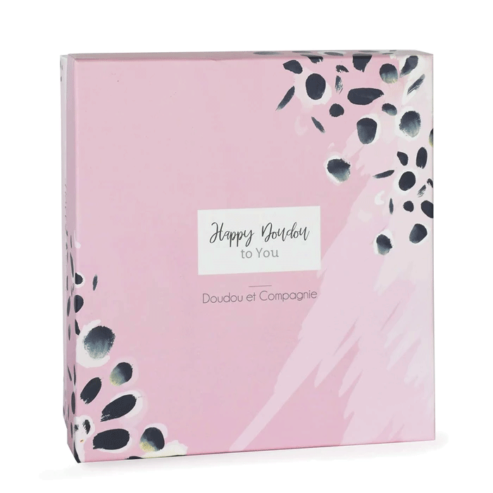 Doudou Lapin Happy Glossy Rose – Cadeau de naissance