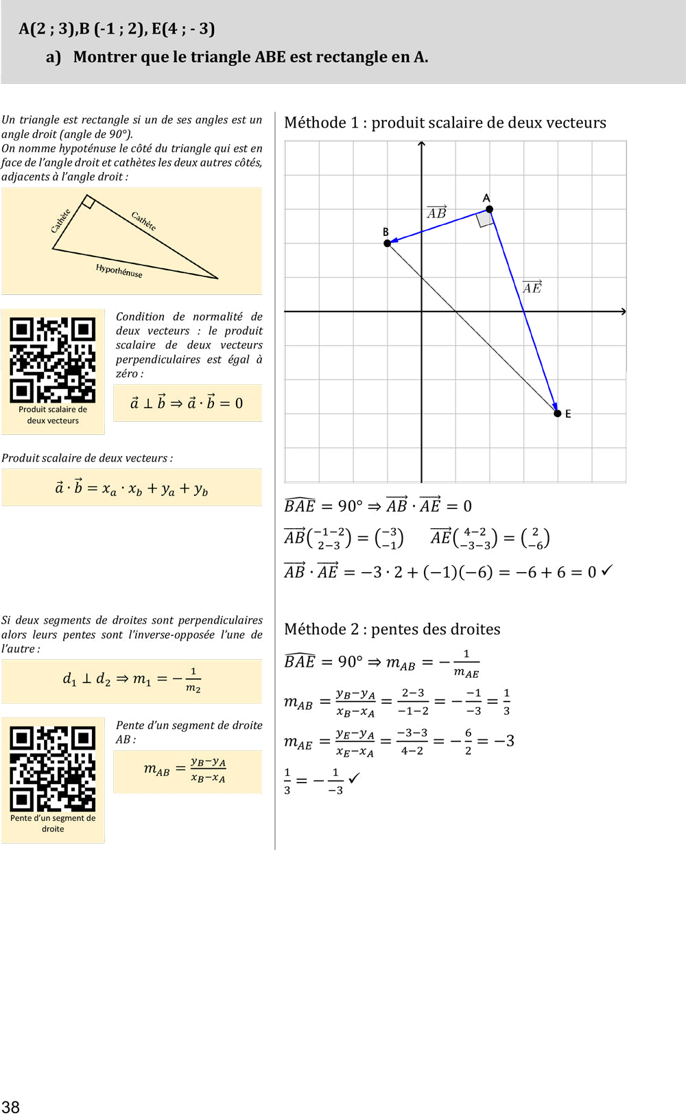 Géométrie analytique - Préparation à la maturité Appuis scolaires swisslearn
