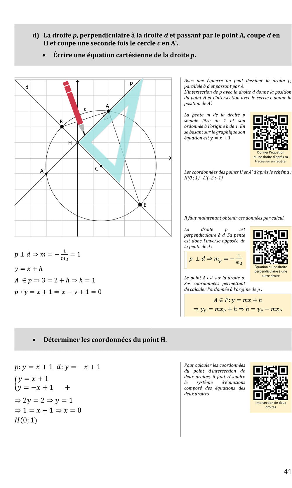Géométrie analytique - Préparation à la maturité Appuis scolaires swisslearn
