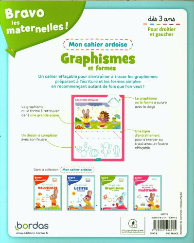 Bravo les maternelles - cahier ardoise - Mes premiers graphiques Cahiers de jeux OLF