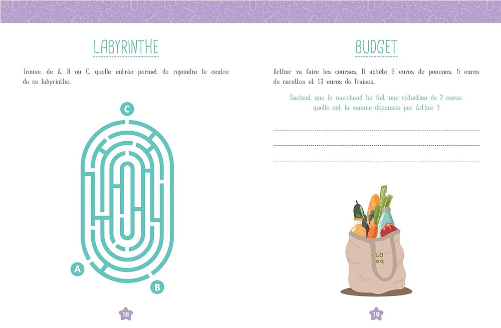 Cahier de jeux: labyrinthes et casse-tête mathématiques - Enfants 7-9 ans - 3-5P Cahiers de jeux OLF
