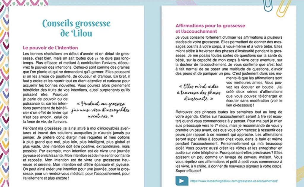 Mon agenda de grossesse Livres OLF