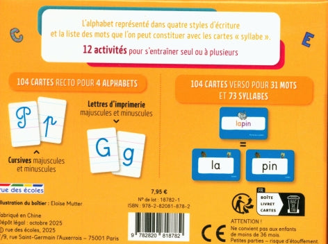 Lettres - Mes cartes à jouer - Jeu éducatif