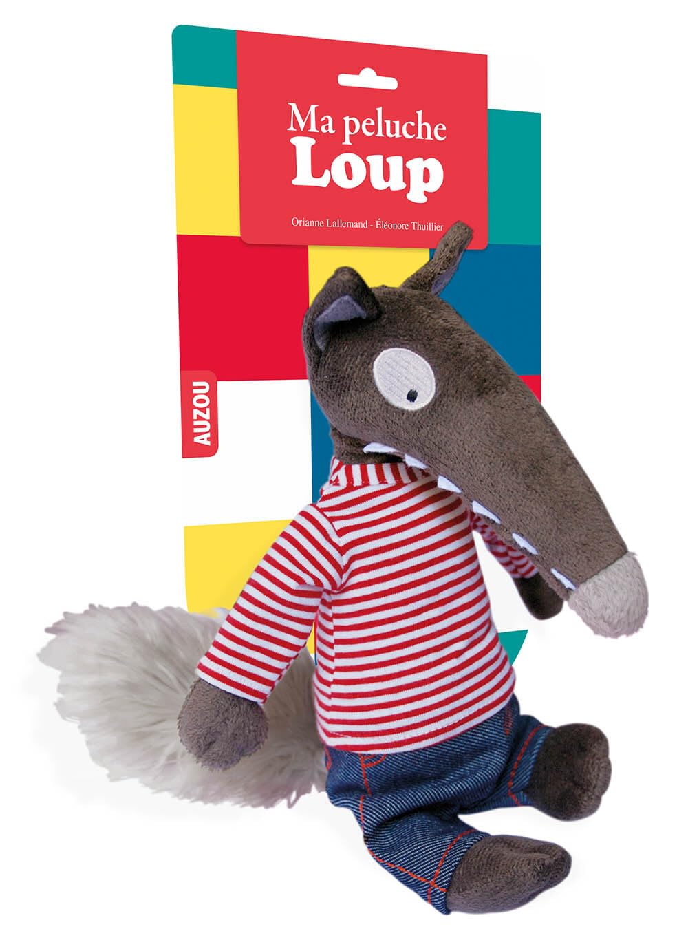 Ma peluche loup habillée - marinière et jean Jeux OLF