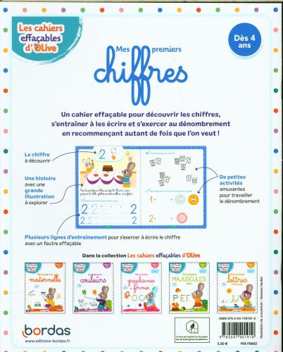 Cahier de jeux - Je découvre les chiffres - Cahier effaçable - 4 ans Cahiers de jeux La family shop