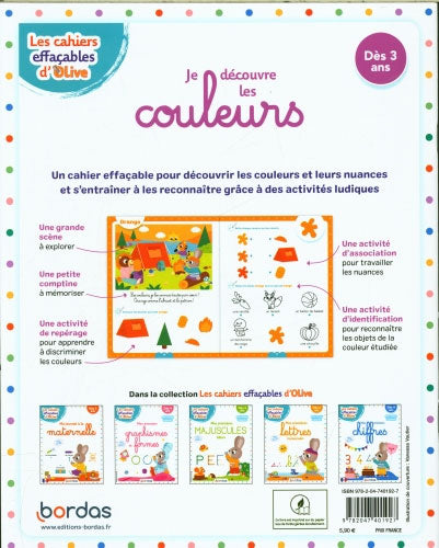Cahier de jeux - Je découvre les couleurs - Cahier effaçable - 3 ans Cahiers de jeux La family shop