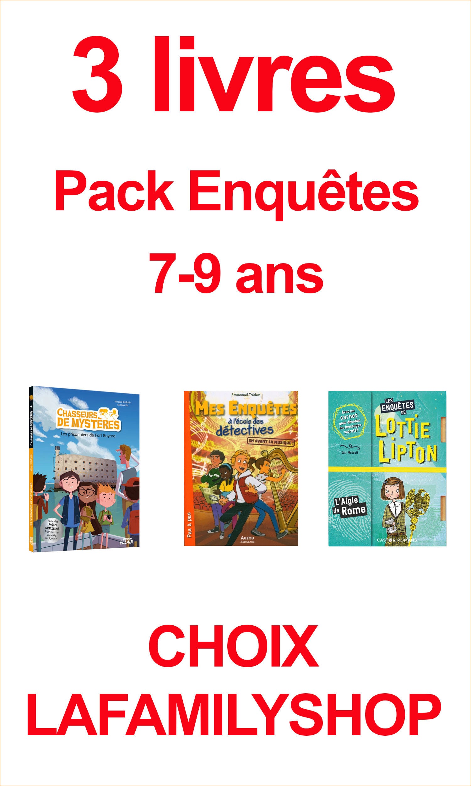 Pack de 3 enquêtes 7 - 9 ans - Rabais 10% Livres La family shop