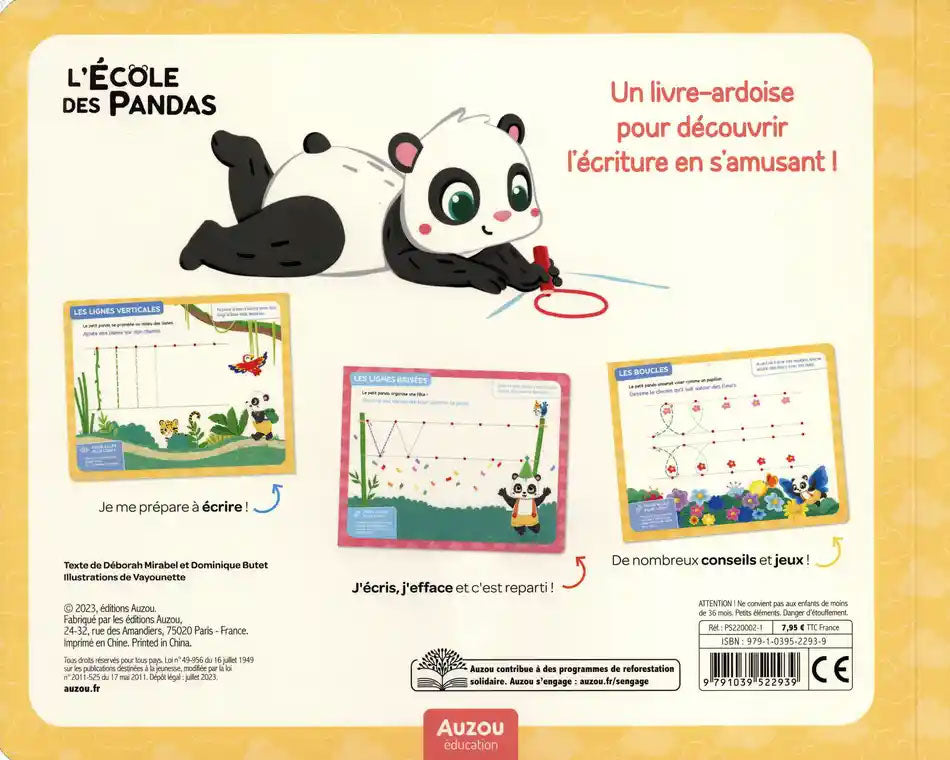L'école des Pandas : Mes Premiers Tracés : Livre-ardoise Cahiers de jeux La family shop