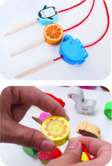 Mes grosses perles en bois colorées Jeux & loisirs créatifs La family shop