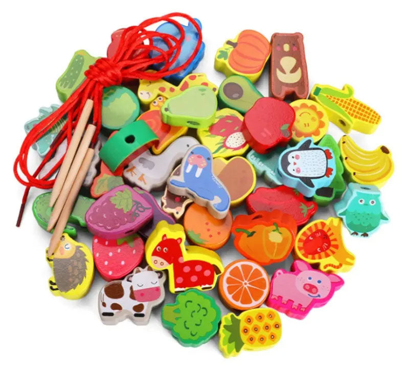 Mes grosses perles en bois colorées Jeux & loisirs créatifs La family shop