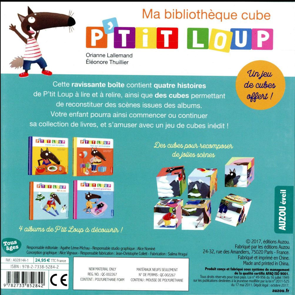 Ma bibliothèque cubes P'tit Loup: 4 livres P'tit Loup et 6 cubes Livres La family shop