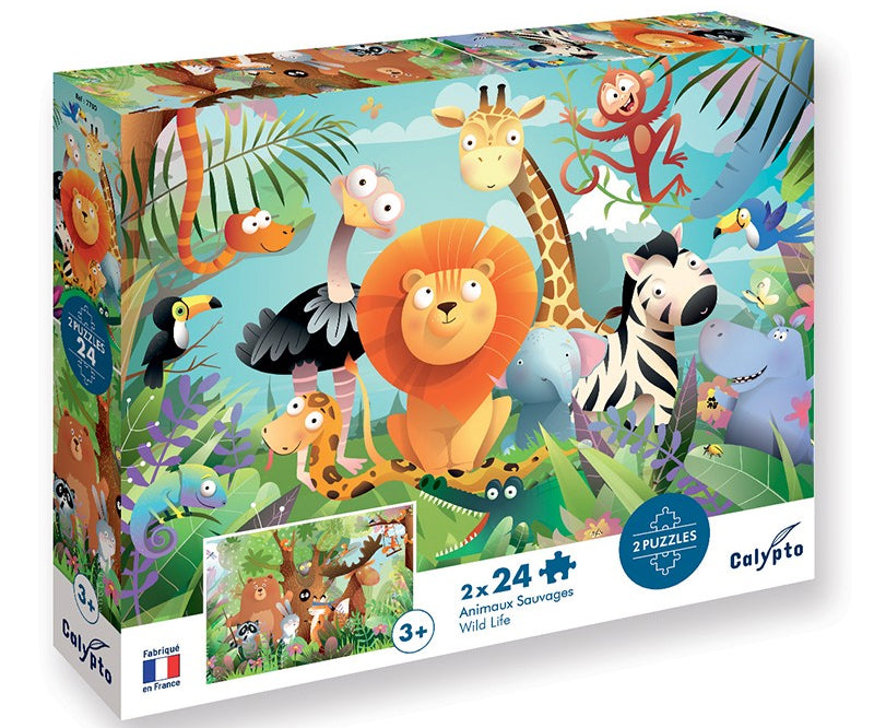 2 Puzzles Animaux sauvages - Enfant dès 3 ans - 24 pièces Jeux & loisirs créatifs Swissgames