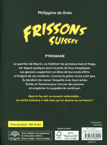 Pyromane - Polar pour ados - Frissons Suisses - Dès 10 ans Livres OLF