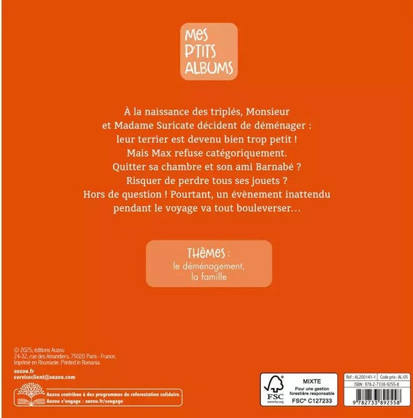 La famille Suricate déménage ! - Livre enfant - 3 ns - sur le déménagement