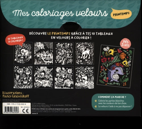 Printemps - 10 Tableaux de velours à colorier dès 3 ans Jeux & loisirs créatifs Auzou - OLF