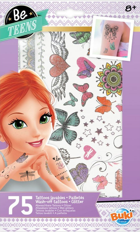 75 Tattoos lavables paillettes - dès 6 ans