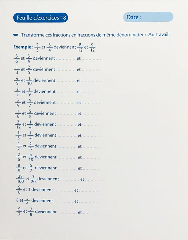 10-11 ans - Fractions - 7P-8P harmos. Appuis scolaires OLF