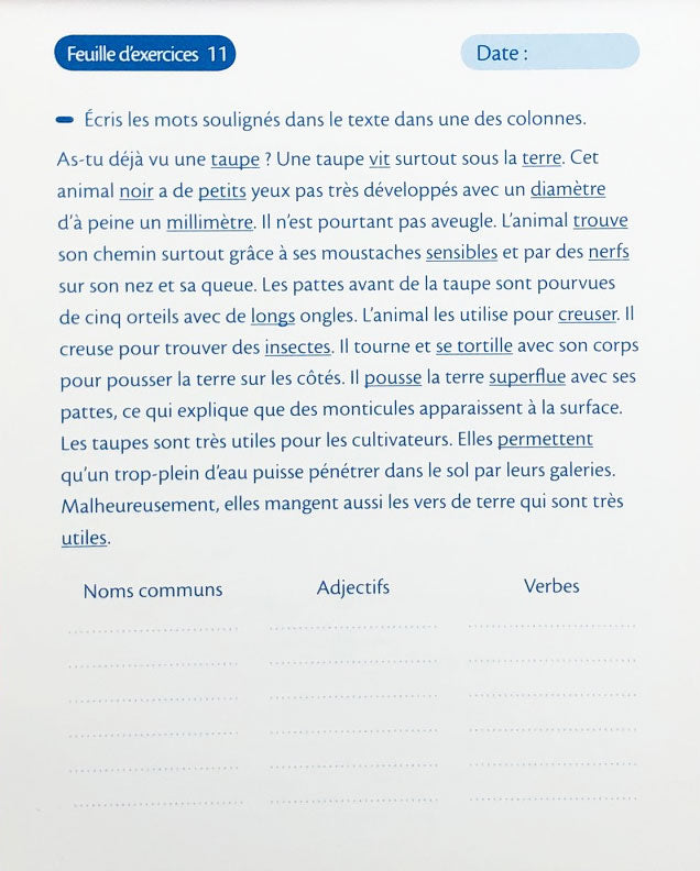 10 -11 ans - La phrase et grammaire - 7P-8P harmos. Appuis scolaires OLF